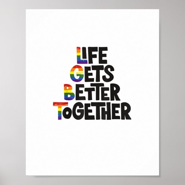 Life Gets Better Together Light Colors Inspiration Poster (Framsidan)