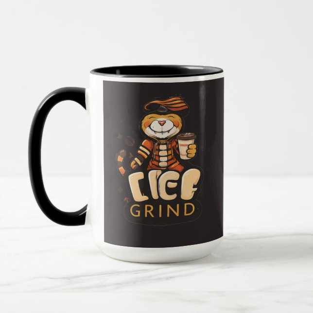 Life Grind Coffee Cute Tiger - Coffee Mug Mugg (Vänster)
