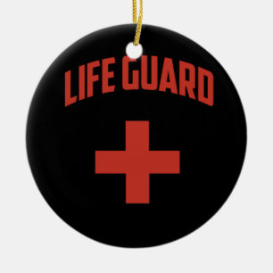 Life Guard - vit med Röda Kor Julgransprydnad Keramik