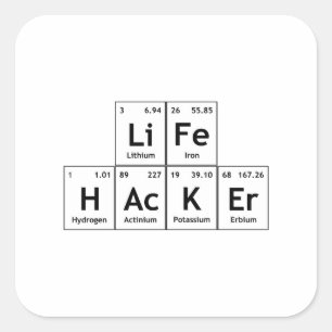 LiFe HAcKEr Kemi Inslag Periodic Bord Ord Fyrkantigt Klistermärke
