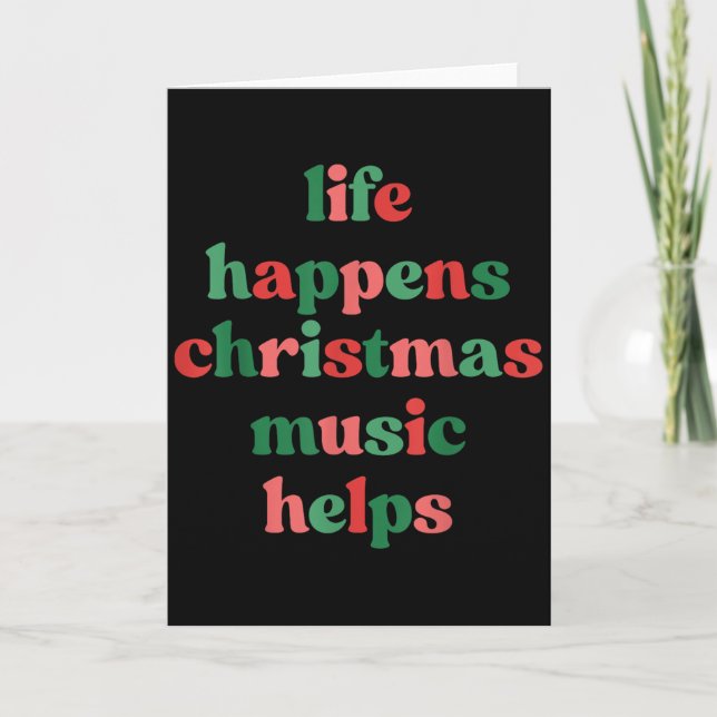 Life Happens Christmas Music Helps Retro Groovy Sa Kort (Framsida)