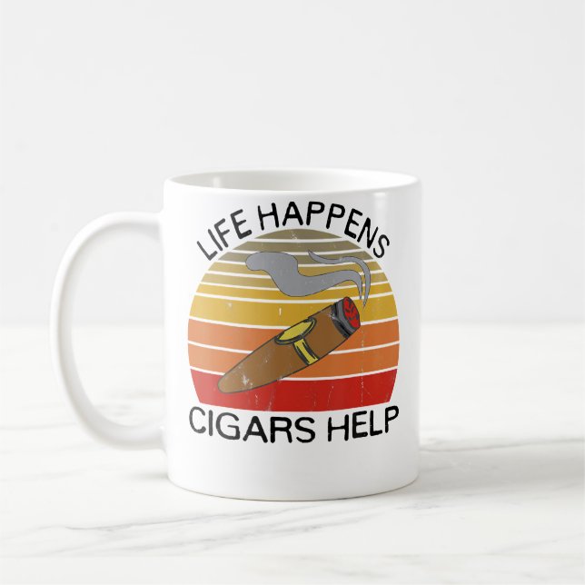 Life Happens Cigars Help For Cigar Smokers Kaffemugg (Vänster)