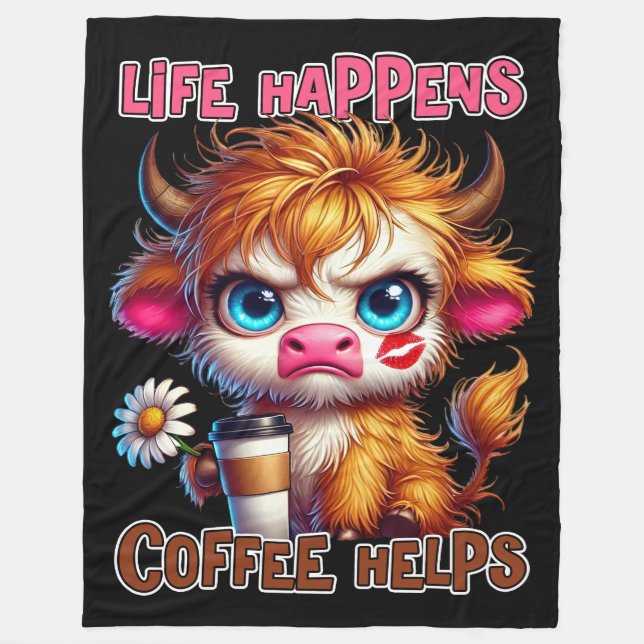 Life Happens Coffee Helps  Fleecefilt (Framsidan)
