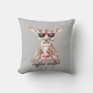 Life Happens-kaffe hjälper Kangaroo Cushion Kudde