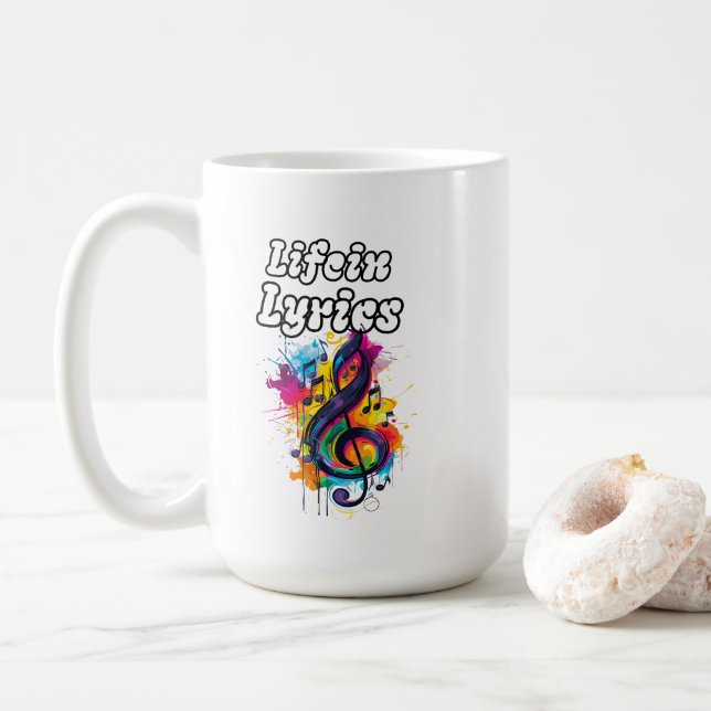 "Life in Lyrics" färgnoter typografi design Kaffemugg (Med munk)