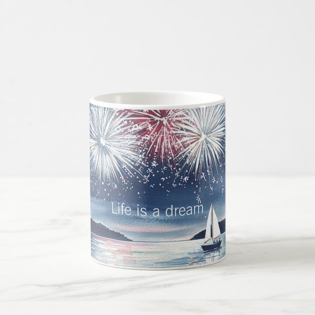 Life is A Dream Fireworks Kaffemugg (Center)
