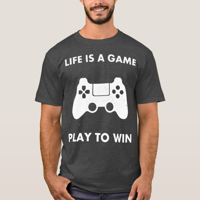 Life Is A Game Playo Win gift retro T Shirt (Framsida)