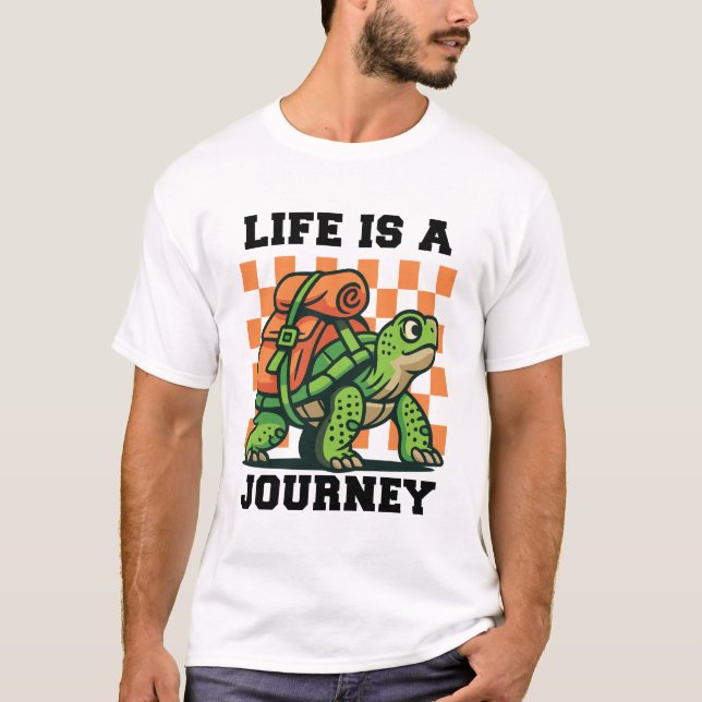 Life Is A Journey Men White T Shirt (Framsida)
