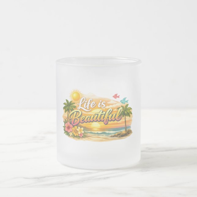 Life is Beautiful Tropical Mug Frostad Glasmugg (Center)
