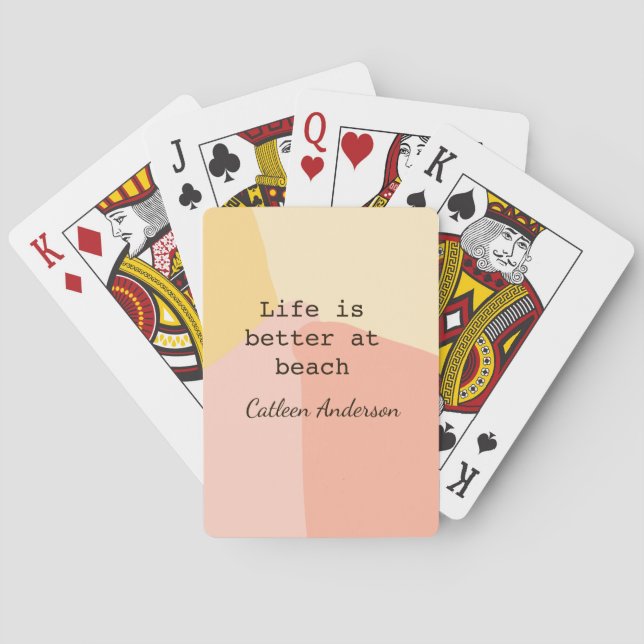 Life is better at beach yellow orange boho rustic  casinokort (Baksidan)