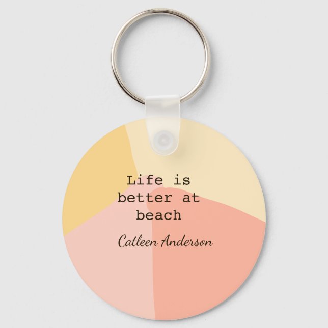 Life is better at beach yellow orange boho rustic  nyckelring (Framsida)