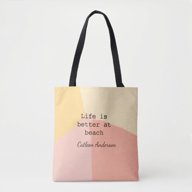 Life is better at beach yellow orange boho rustic  tygkasse (Framsida)