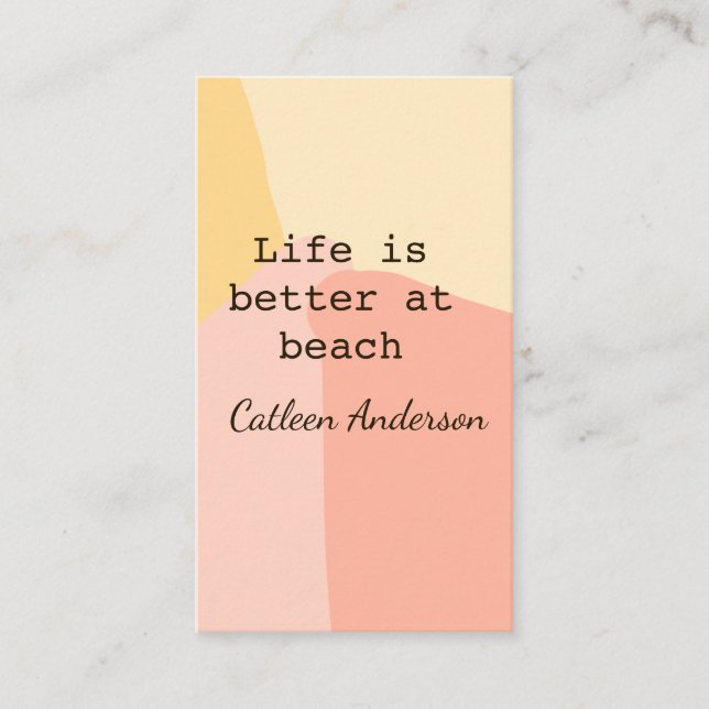 Life is better at beach yellow orange boho rustic  visitkort (Framsida)