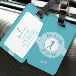 Life Is Better at Tee Time Personalized Golfer Bagagebricka