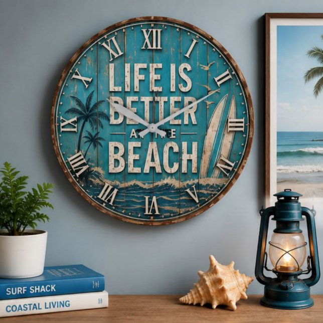 Life Is Better at the Beach Stor Klocka (Skapare uppladdad)