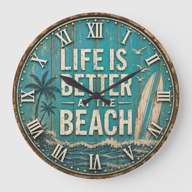 Life Is Better at the Beach Stor Klocka (Framsida)