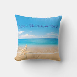 Life is Better at the Beach Throw Pillow, Personal Kudde