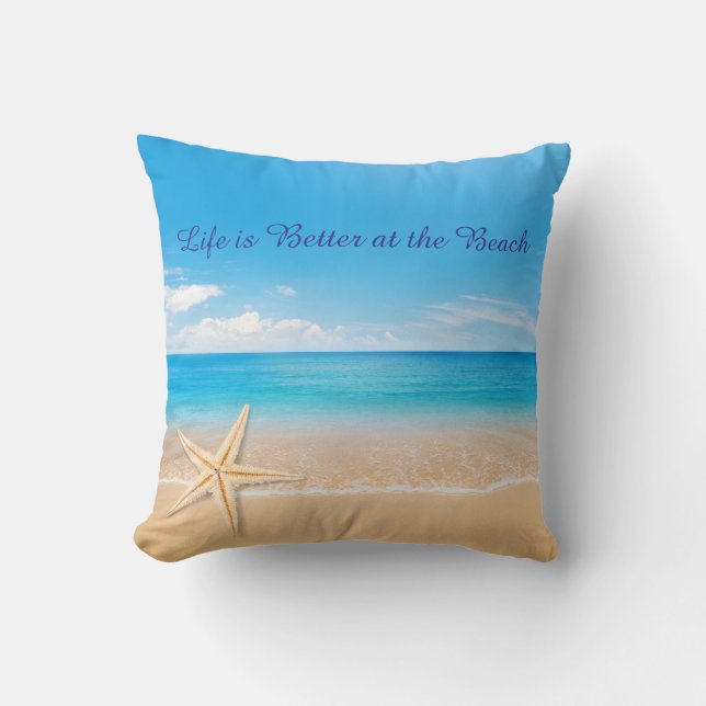 Life is Better at the Beach Throw Pillow, Personal Kudde (Framsida)