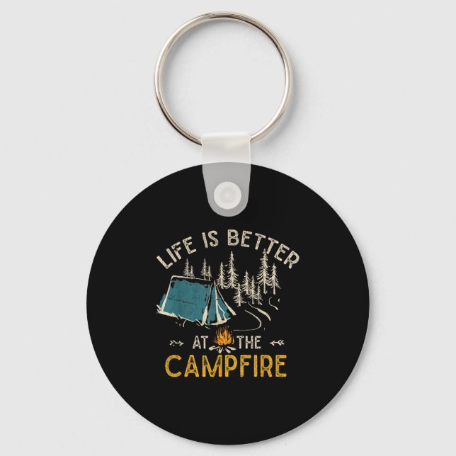 Life Is Better At The Campfire Funny Camper Camp C Nyckelring (Framsida)