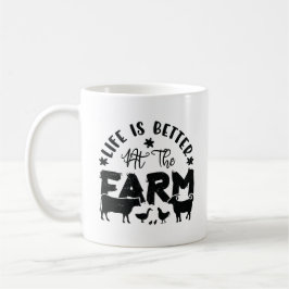 Life is Better At the Farm (chicken, cow, goat) Kaffemugg