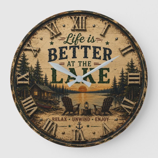 Life Is Better at the Lake House  Stor Klocka (Framsida)