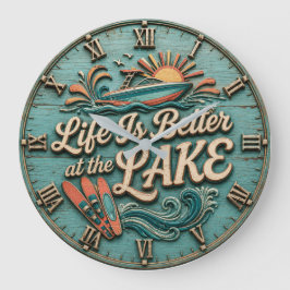 Life Is Better at the Lake Speedboat Lake House Stor Klocka