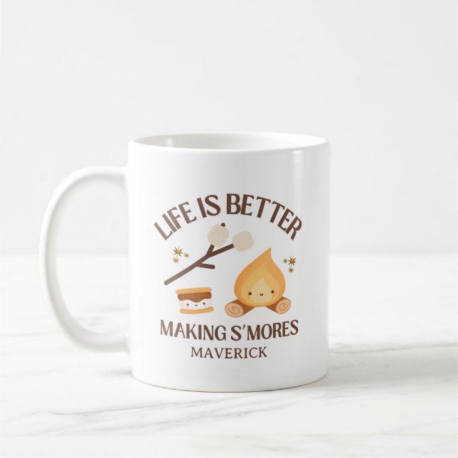 Life Is Better Making S'mores Birthday  Kaffemugg (Vänster)