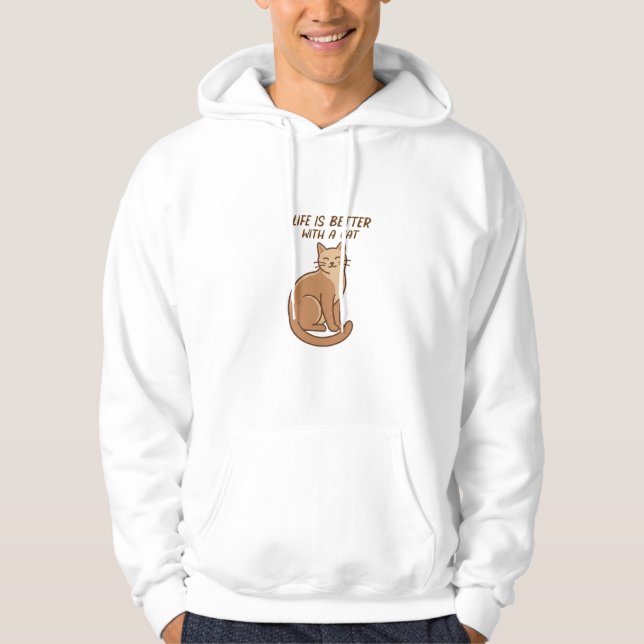 Life Is Better With a Cat – Cute Cat Lover Design Hoodie (Framsida)