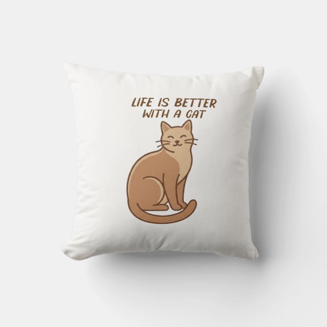 Life Is Better With a Cat – Cute Cat Lover Design Kudde (Framsida)