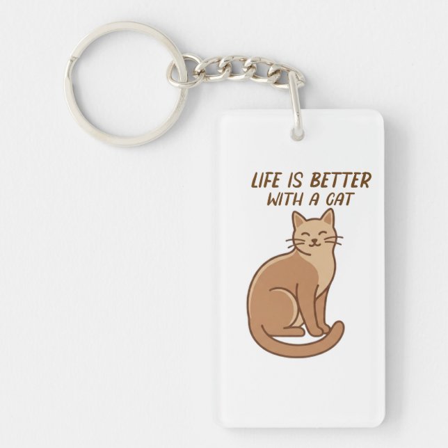Life Is Better With a Cat – Cute Cat Lover Design Nyckelring (Framsidan)