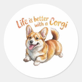 Life Is Better With A Corgi Funny Sticker Corgi Lo Runt Klistermärke