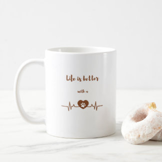 Life is Better with a Dog Heartbeat Coffee Mug Kaffemugg