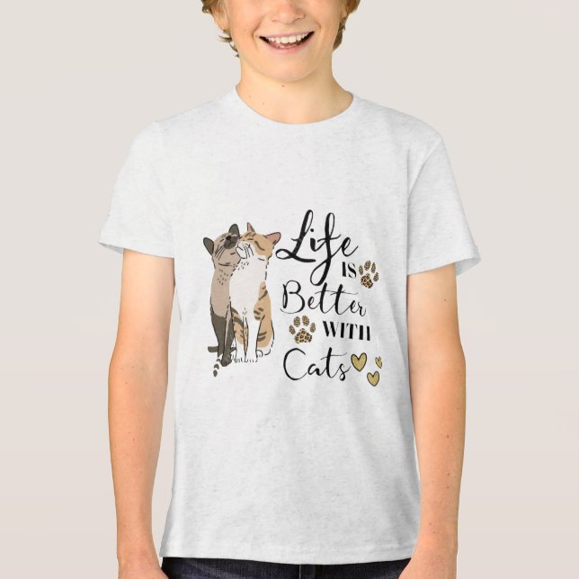 Life Is Better With Cats Better Together 🐱🐱 Purr T Shirt (Framsida)