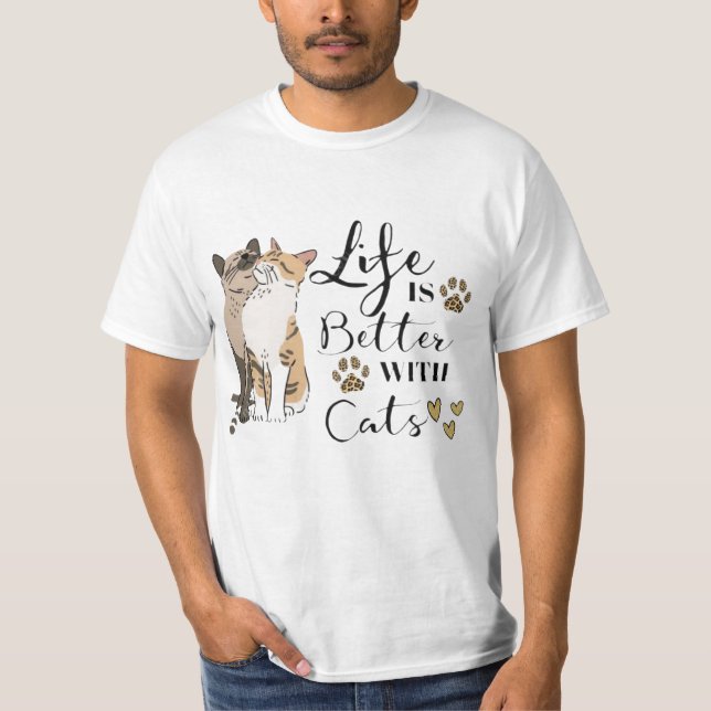 Life Is Better With Cats Better Together 🐱🐱 Purr T Shirt (Framsida)
