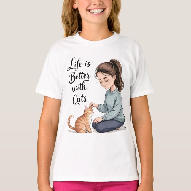 Life Is Better With Cats T Shirt (Framsida)