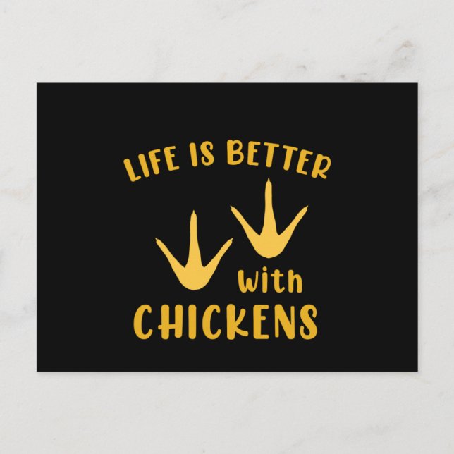 Life Is Better With Chickens Chicken Rooster Gift Vykort (Framsida)