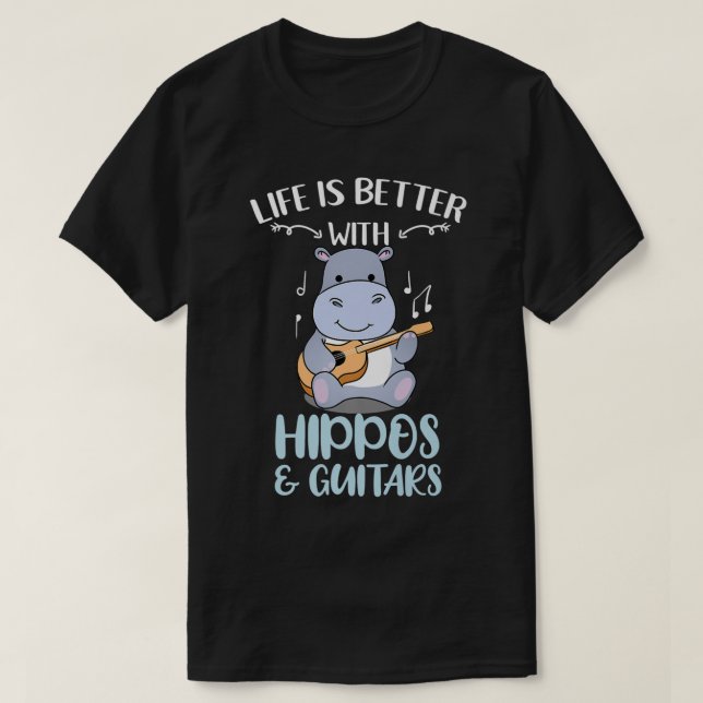 Life Is Better With Hippos And Guitars Premium  T Shirt (Design framsida)