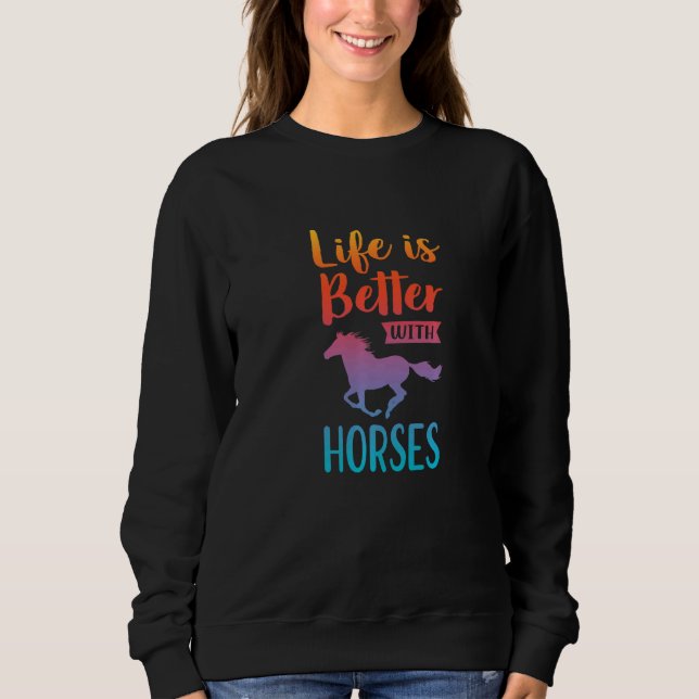 Life Is Better With Horses Equestrian Horse Rider  T Shirt (Framsida)