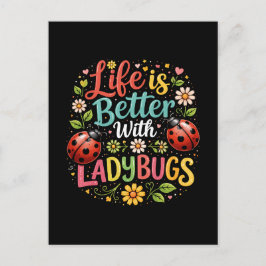Life Is Better with Ladybugs Vykort
