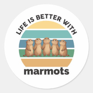 Life is better with marmots runt klistermärke