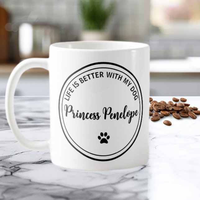 Life Is Better With My Dog Personalized Mug Kaffemugg (Skapare uppladdad)