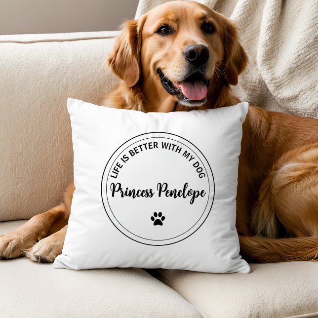 Life Is Better With My Dog Personalized Pillow Kudde (Skapare uppladdad)