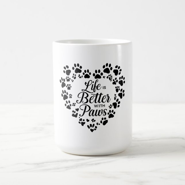 Life Is Better with Paws Mug Kaffemugg (Center)