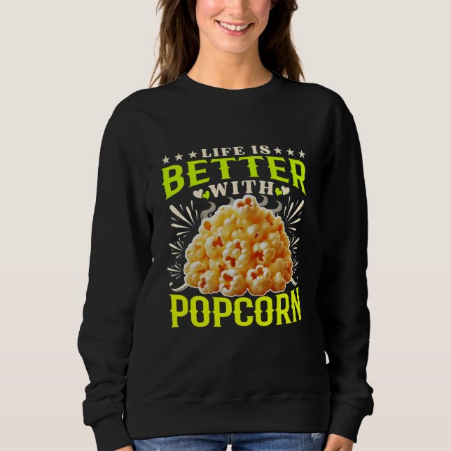 life is better with popcorn t shirt (Framsida)