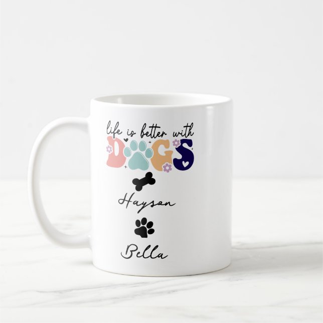 Life Is Better With Puppy Dogs Cute Dog Lover Kaffemugg (Vänster)