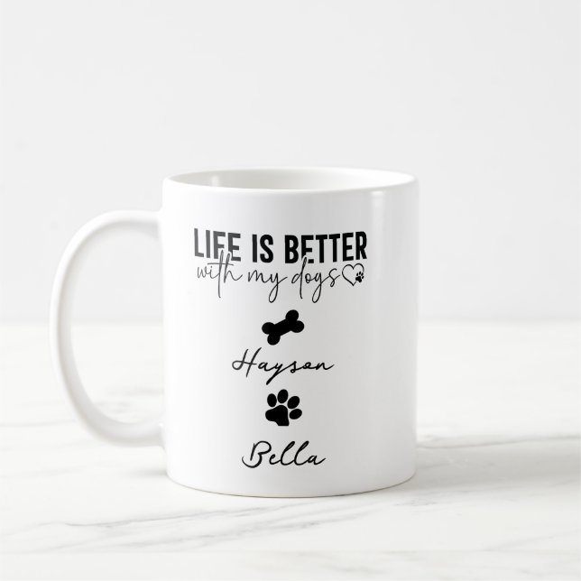 Life Is Better With Puppy Dogs Cute Dog Lover Kaffemugg (Vänster)