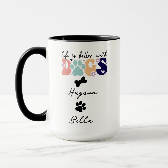 Life Is Better With Puppy Dogs Cute Dog Lover Mugg (Vänster)