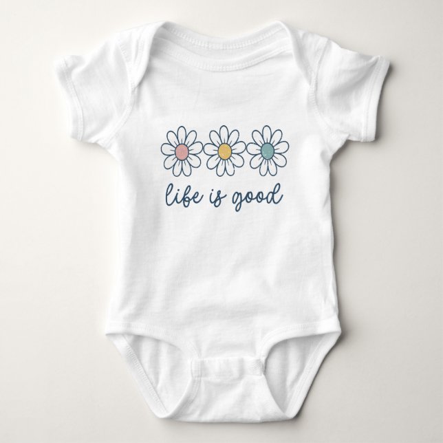 Life is Good Daisy Flower T Shirt (Framsida)