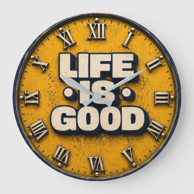 Life Is Good Inspirational Positive Home Office De Stor Klocka (Framsida)