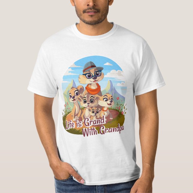 Life is Grand with Grandpa T Shirt (Framsida)